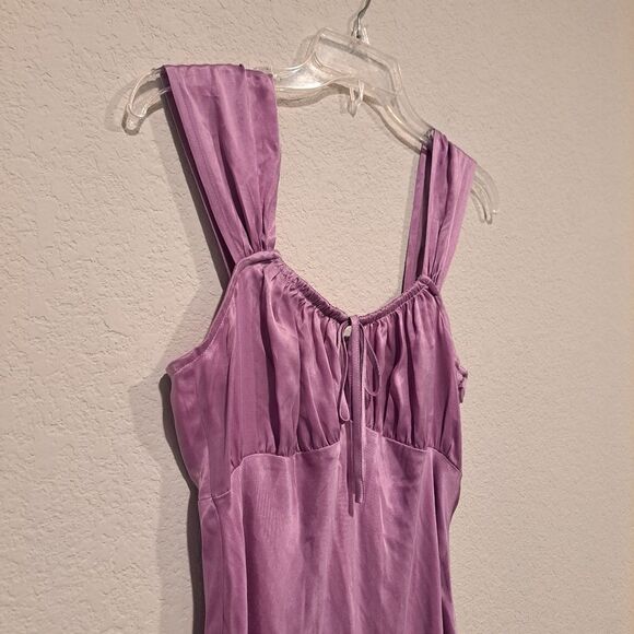 Madewell Square Neck Midi Dress Lilac Satin sleeveless adjustable size 6 new NWT - Picture 13 of 16